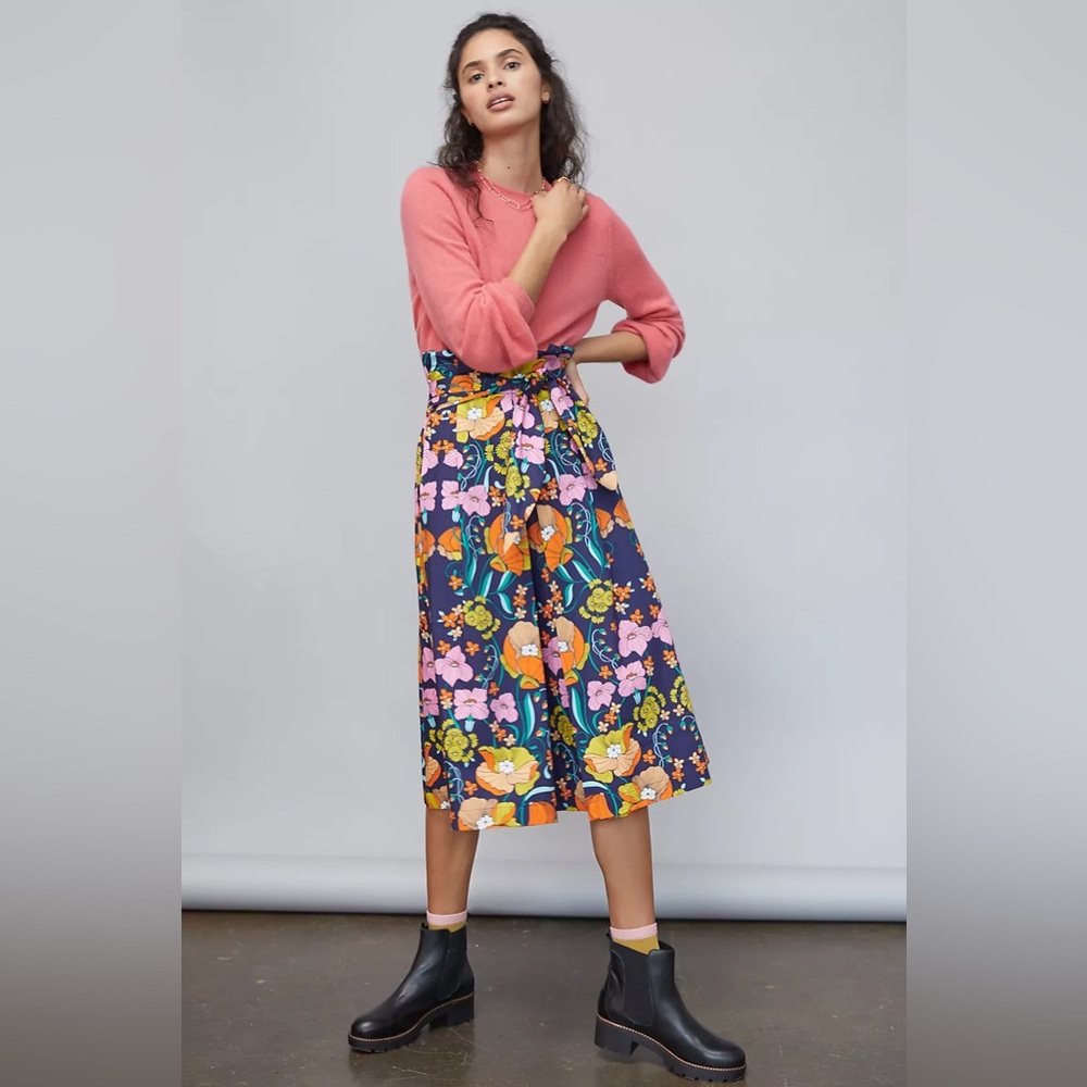 Anthropologie Women’s Corey Lynn Calter Kyla Paperbag Midi Skirt Size M - Picture 2 of 16